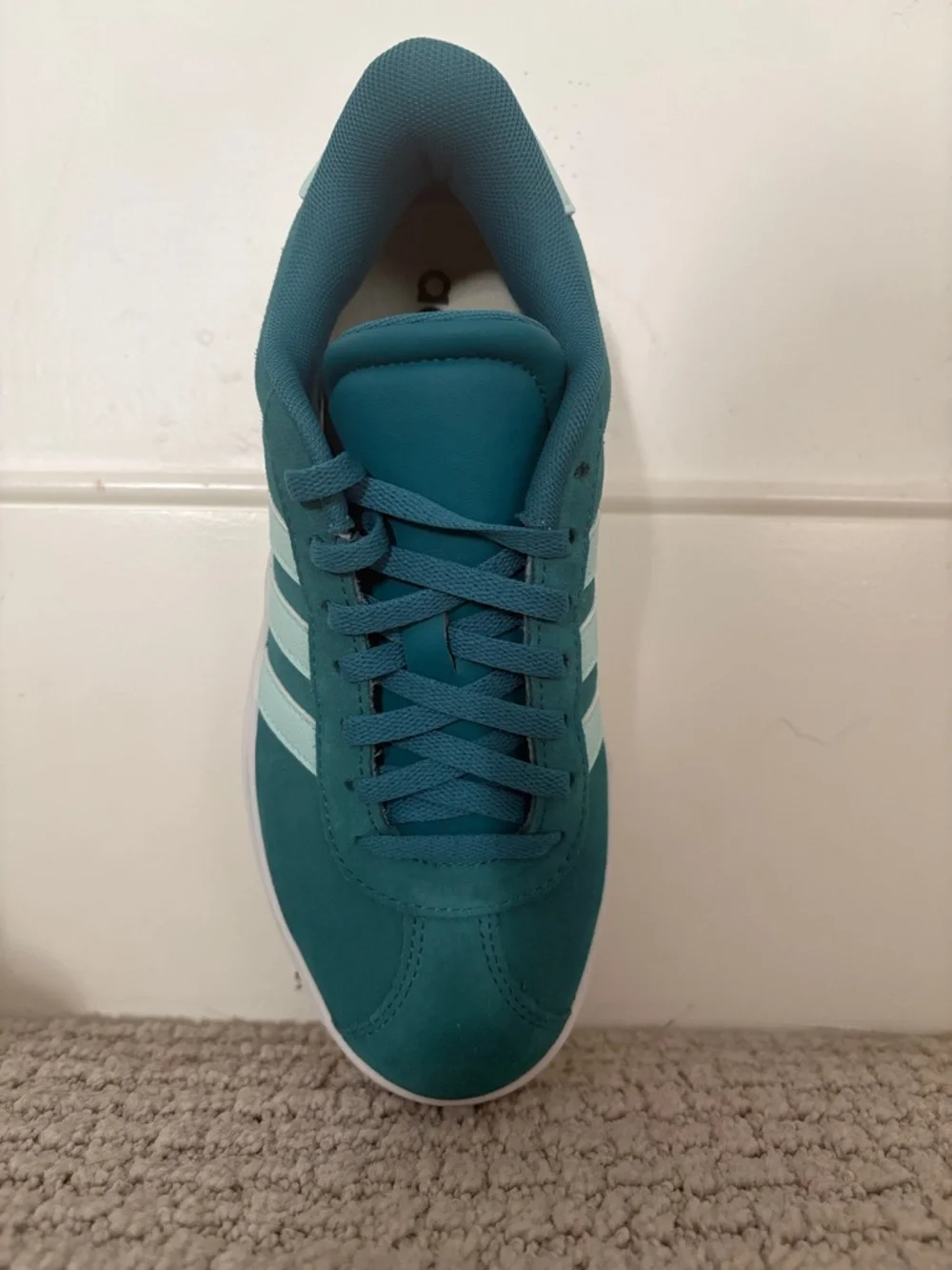 adidas Teal Platform Sneakers with Light Mint Stripes - Picture 3 of 3